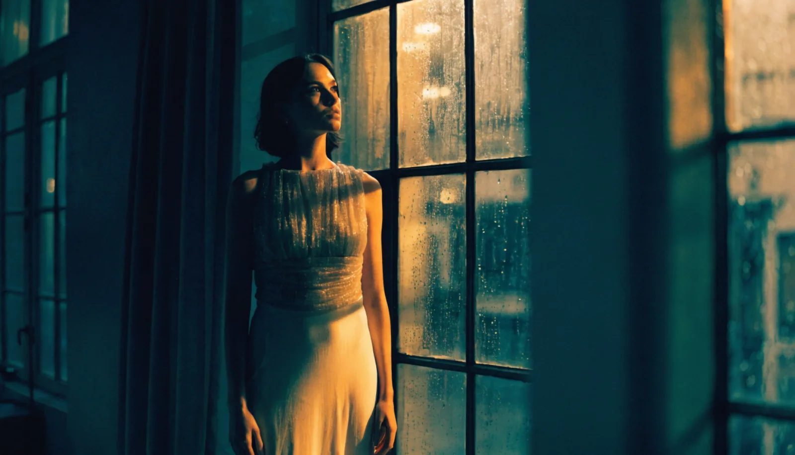 Frame final de spot con grading cinematográfico, luz volumétrica y dirección de arte