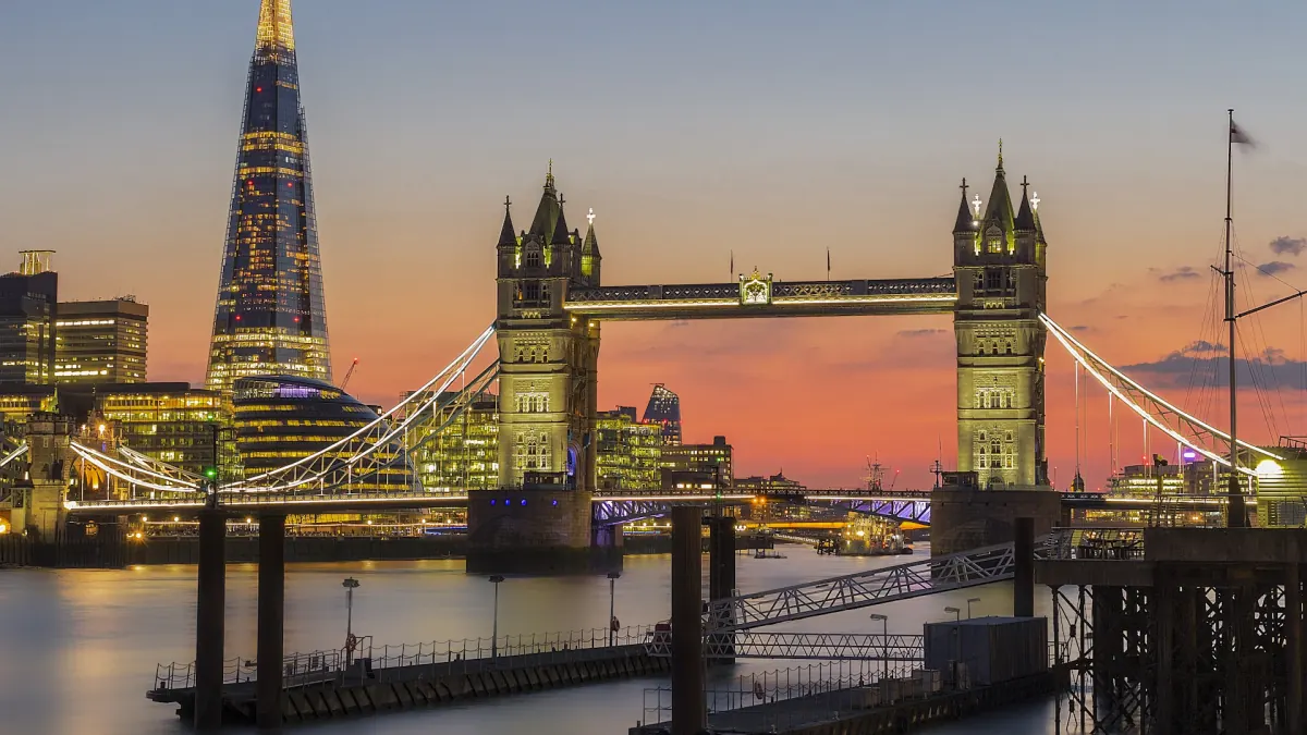 Skyline of London at sunset