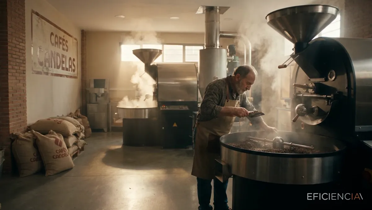 Coffee roaster running with steam generated with AI