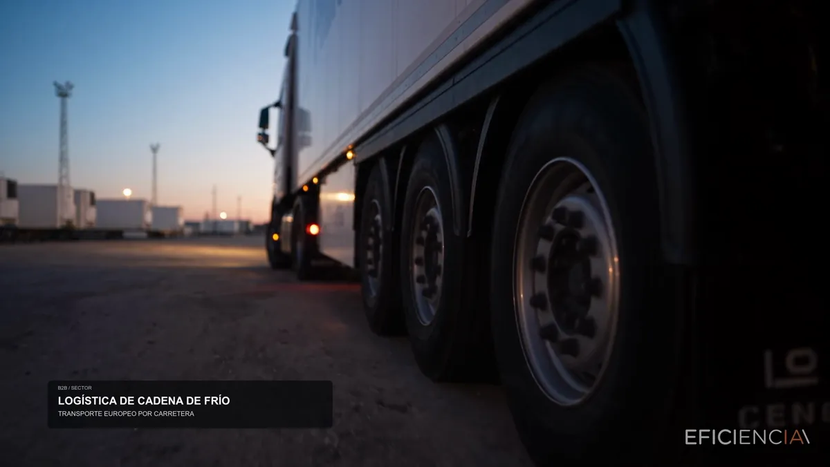 Refrigerated lorry on the road at dusk generated with AI